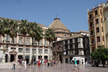 Naklejka premium Constitution square in the Spanish seaside city of Malaga
