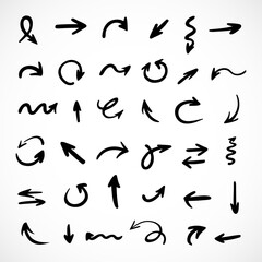 Vector set of hand-drawn arrows, elements for presentation