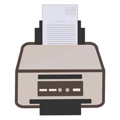 Printer icon with A4 sheet of paper isolated on white background, symbol of laser inkjet copier 