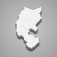 3d isometric map of Puno is a region of Peru