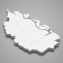 3d isometric map of Riau is a province of Indonesia