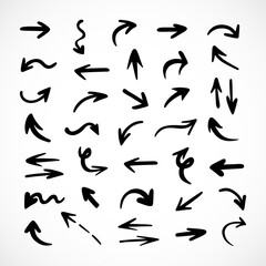 Vector set of hand-drawn arrows, elements for presentation