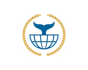 Circular wheat with abstract world and whale tail