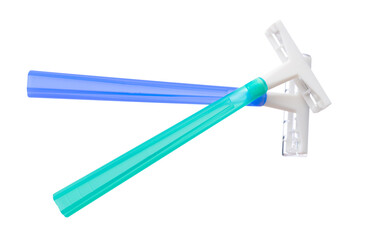 Set of disposable shaver razors isolated on white background