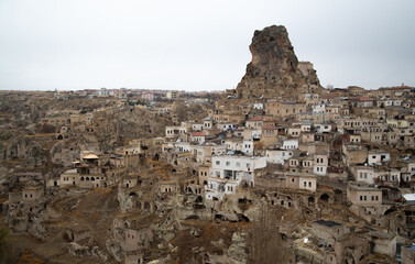 supernu view of the Uchisar Fortress in Cappadocia Turkey