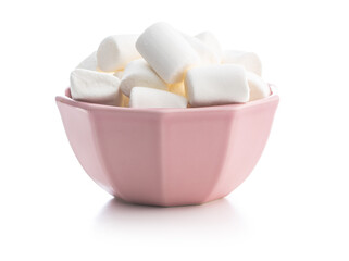 White sweet marshmallows candy in bowl.
