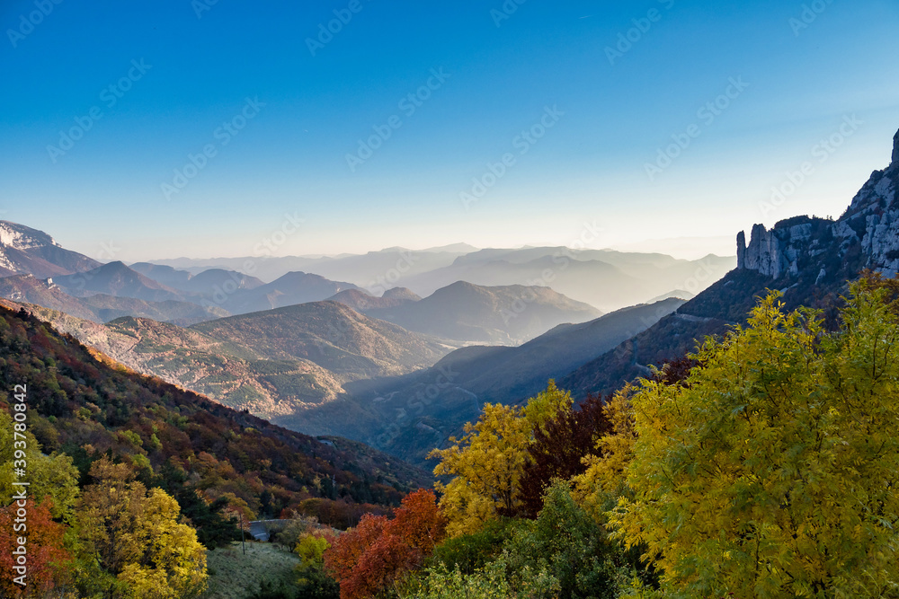 Wall mural french countryside. col de rousset. view of the heights of the vercors, france