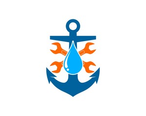 Nautical anchor with cross wrench and water drop