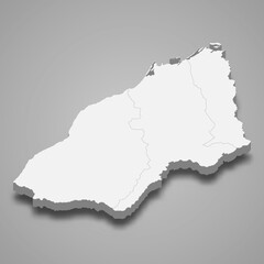 3d isometric map of Tumbes is a region of Peru