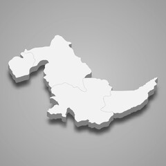 3d isometric map of Ucayali is a region of Peru