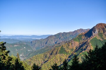 beautiful autumn landscape and sky in the mountain of Mitsumine, Chichibu, Japan