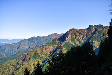 Fototapeta premium beautiful autumn landscape and sky in the mountain of Mitsumine, Chichibu, Japan