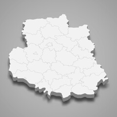 3d isometric map of Vinnytsia oblast is a region of Ukraine