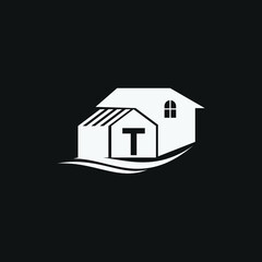 Letter T and home logo design template