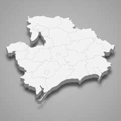 3d isometric map of Zaporizhzhia oblast is a region of Ukraine