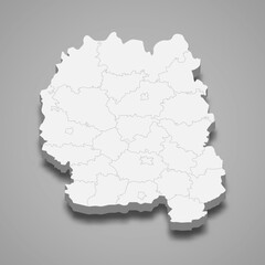 3d isometric map of Zhytomyr oblast is a region of Ukraine