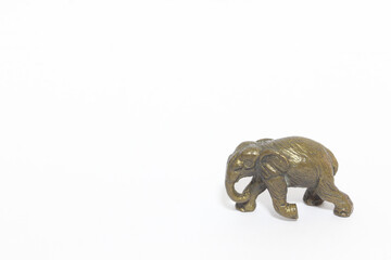 Brass Elephant on white background.
