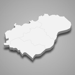 3d isometric map of Zlin is a region of Czech Republic