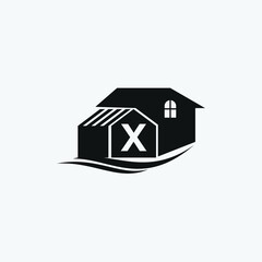 Letter X and home logo design template
