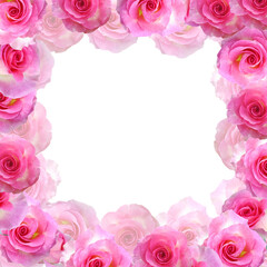 Pink frame with live roses