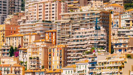 Monaco, Monte Carlo Architecture Background. Many Houses, Buildings.