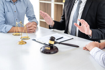 Unhappy divorce couple having conflict, Man and wife conversation during divorce process with male...