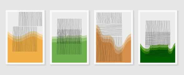 Hand painted illustrations wall arts vector. Surface pattern design. Abstract art textile design with line arts painting, Covering greetings cards, cover, print, fabrics and wall decoration.