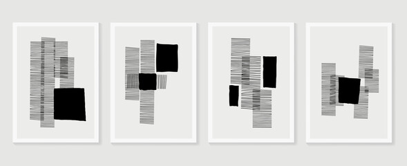 Hand painted illustrations wall arts vector. Surface pattern design. Abstract art textile design with line arts painting, Covering greetings cards, cover, print, fabrics and wall decoration. © TWINS DESIGN STUDIO