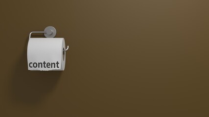 content. lettering on toilet paper with uniform background. 3d render