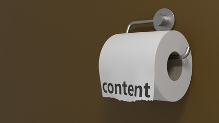 content. lettering on toilet paper with uniform background. 3d render