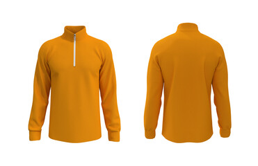 Blank tracksuit top, jacket design, sportswear, track front and back views, 3d illustration, 3d rendering