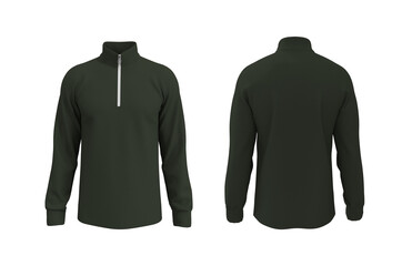 Blank tracksuit top, jacket design, sportswear, track front and back view, 3d illustration, 3d rendering