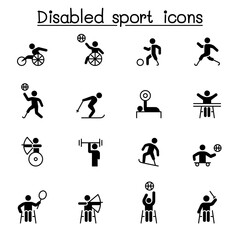 Disabled sport icons set vector illustration graphic design