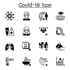 Covid-19 icon set vector illustration graphic design