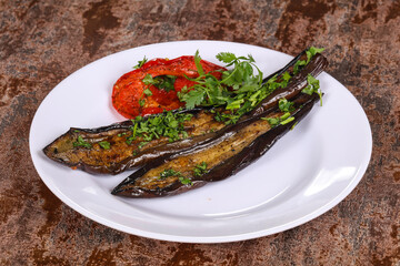 Grilled eggplant with bell pepper