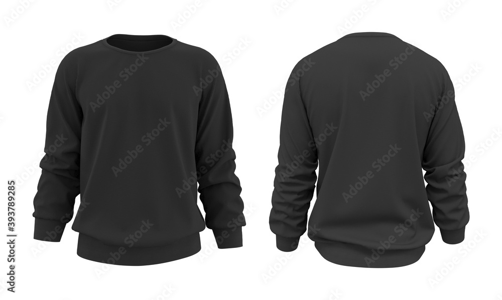 Wall mural blank sweatshirt mock up in front, and back views, isolated on white, 3d rendering, 3d illustration - Wall murals