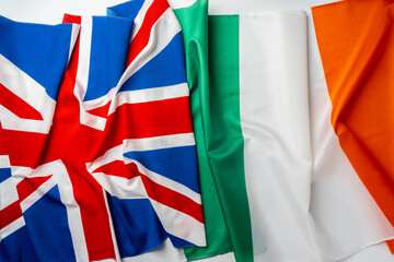 Flags of UK and Ireland folded together