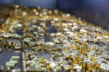 Golden ammunition. Bullets, magazines, rounds and ammunition.