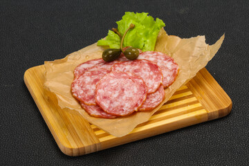 Spanish Salchichon sausage with salad