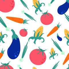 Vegetables seamless pattern design vector