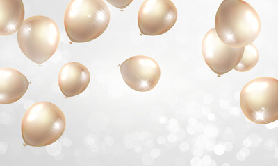 Celebration frame party banner with Gold balloons background. Sale Vector illustration. Grand Opening Card luxury greeting rich.