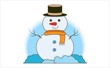 Christmas snowman isolated on white background. Vector illustration