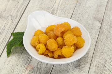Sweet ripe tasty yellow raspberry