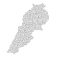 Lebanon map from black pattern of the maze grid. Vector illustration...