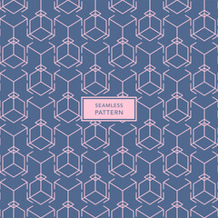 Cover template design with blue and pink geometric pattern