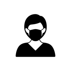 Woman with medical mask icon avoid COVID-19 coronavirus