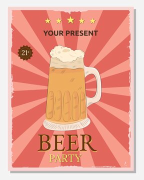 Illustration vector design of beer party poster template