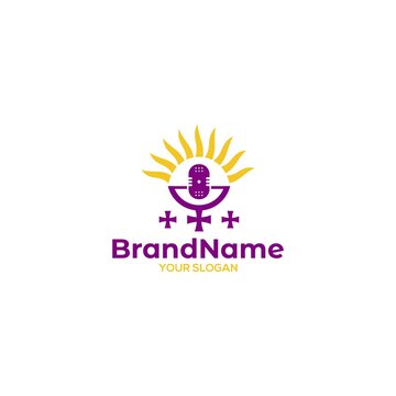 Sun Church Podcast Logo Design Vector
