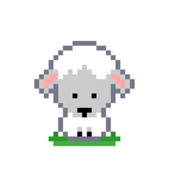 Pixel sheep image. cross stitch pattern vector illustration.