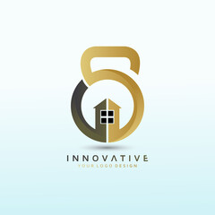 Letter SG real estate fitness logo, vector dumbbell icon, symbol vector illustration design template